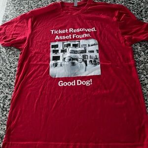 Red Graphic T-Shirt with Dog Print